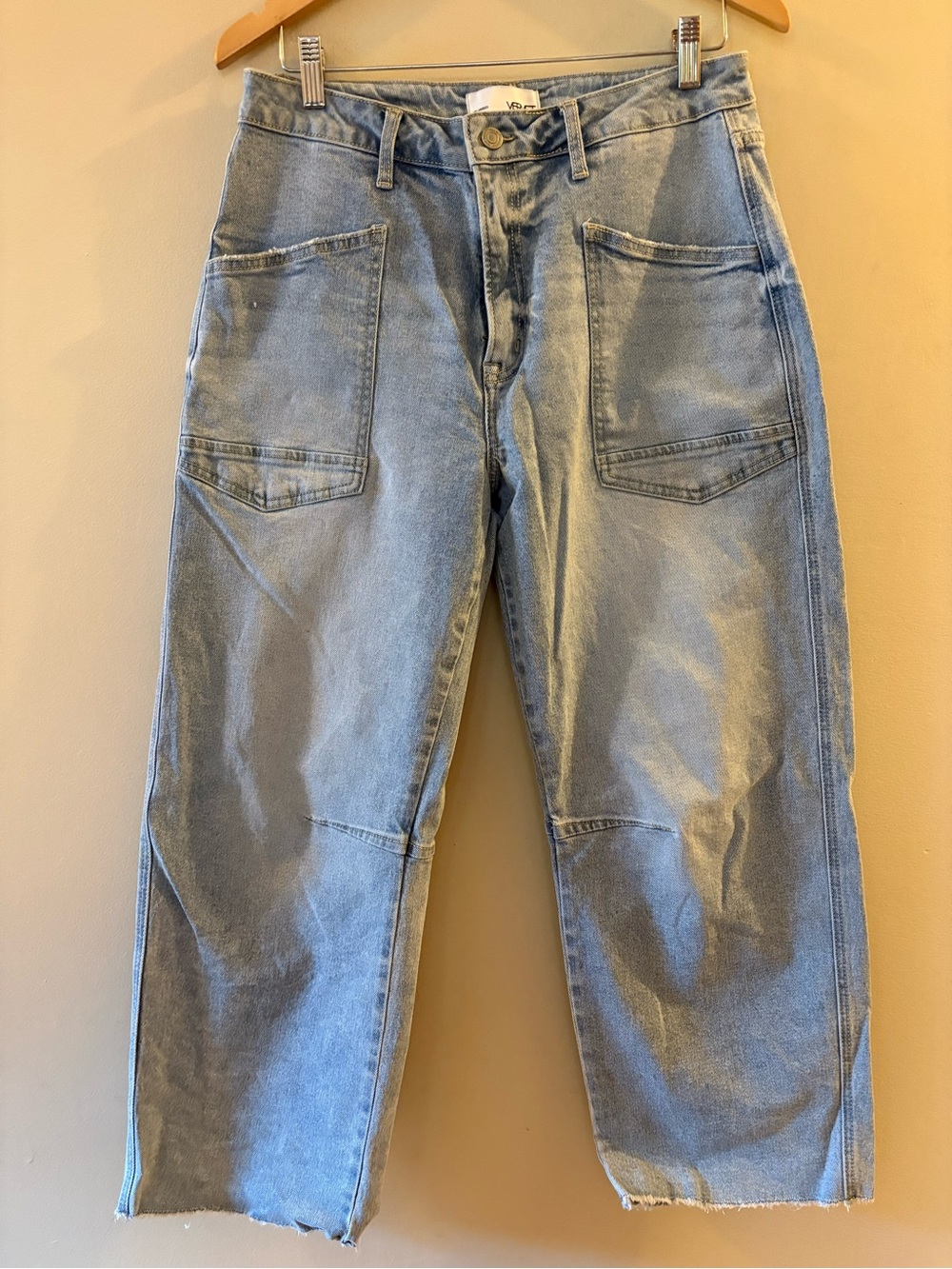 Vervet Flying Monkey High Rise Raw Hem, patch pocket, wide Jeans, Women’s Sz 30